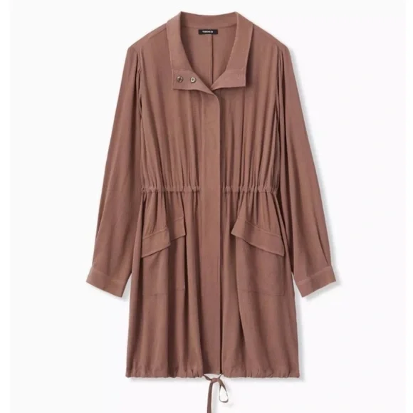 Torrid Anorak Taupe Crinkled Gauze Jacket 2X - Picture 1 of 10